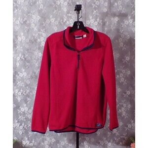 L.L.Bean Fleece Jacket Red Vintage 90s Pullover Half Zip Ladies Size Large